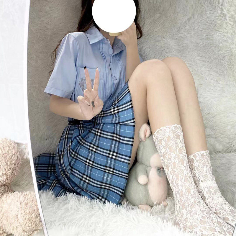 Little blue little pink genuine JK uniform girls skirt summer rabbit sewing full set pleated skirt la la la