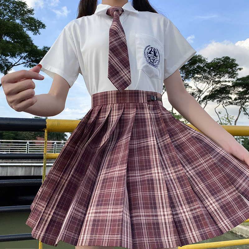 Red Prisoner Genuine Rabbit Slit Stitch JK Uniform Full Suit Summer Shirt Original cheerleading sauce 100 plexigree Short dress children