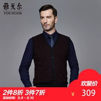 Youngor Youngor 2017 mùa đông mới ấm áo len áo len cardigan giản dị vest áo len 5794 đan kim áo len nam cổ tim