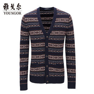 Youngor Youngor mùa thu / mùa đông nam tinh khiết len ​​kinh doanh bình thường cardigan áo khoác 4708
