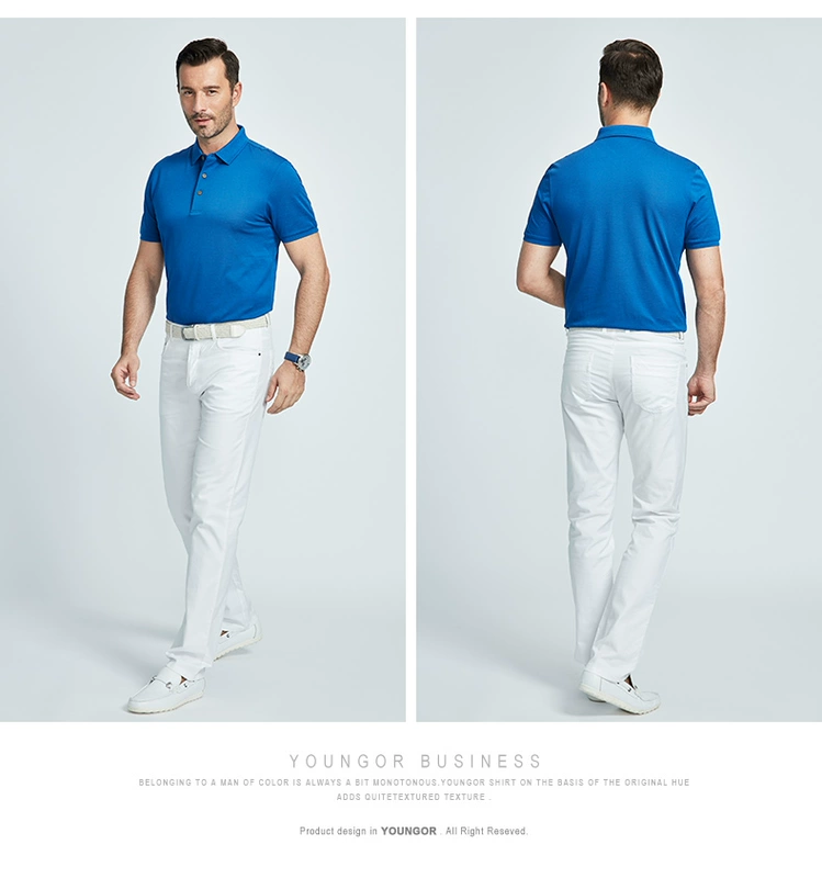 Youngor Youngor Mùa Hè Ngắn Tay Áo T-Shirt Kinh Doanh Bình Thường Polo Ngắn Tay Áo của Nam Giới Màu Rắn T-Shirt Nam 5552