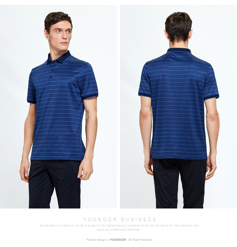 Youngor Youngor Mùa Hè của Nam Giới Kinh Doanh Bình Thường POLO Nam Ngắn Tay Áo của Nam Giới Thanh Lịch Sọc T-Shirt Nam 8634 áo polo form rộng