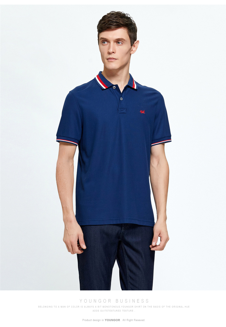 Youngor Youngor Nam Ngắn Tay Áo T-Shirt Kinh Doanh Bình Thường Nước Mềm Bông Mùa Hè Ngắn Tay Áo Polo Áo Sơ Mi Nam 8583