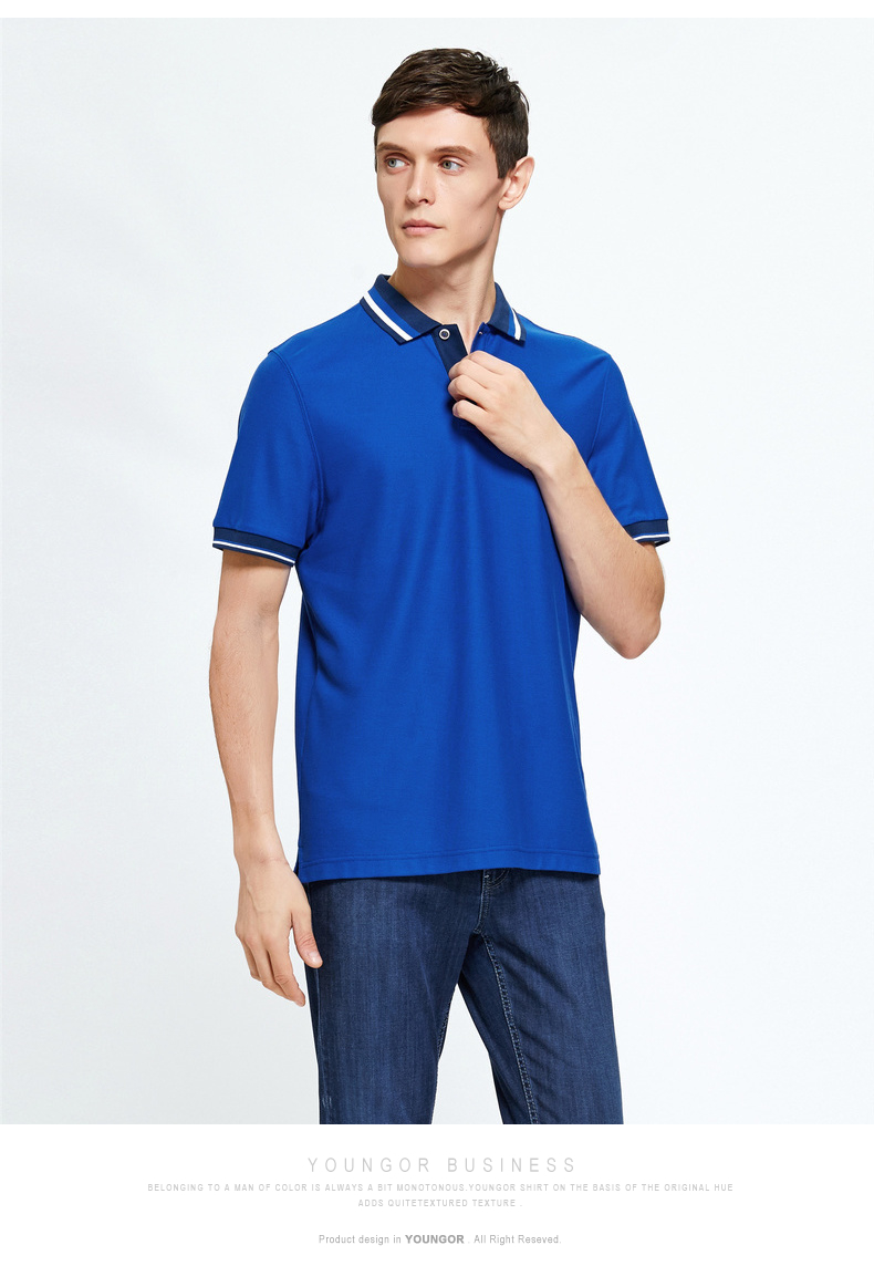 Youngor Youngor Nam Ngắn Tay Áo T-Shirt Kinh Doanh Bình Thường Nước Mềm Cotton Mùa Hè Ngắn Tay Áo Polo Áo Nam 8581 ao polo nam