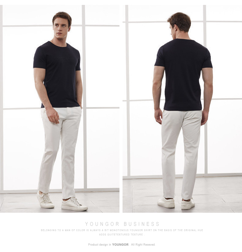 Youngor Youngor nam ngắn tay của nam giới siêu-t cotton mềm kinh doanh bình thường t-shirt 8550 chính thức cửa hàng flagship