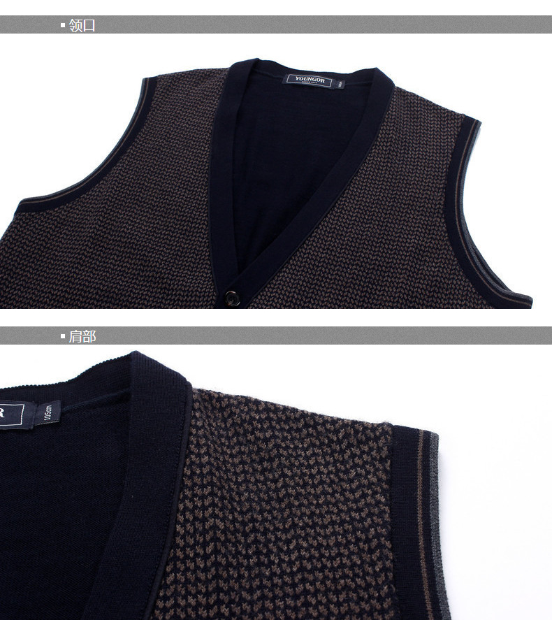 Youngor Youngor mùa thu và mùa đông áo len nam len kinh doanh bình thường ấm cardigan vest 3452