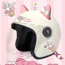 Winter adult electric vehicle safety helmet for women with long lenses cute Melody ear protection warm autumn and winter child safety