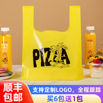 Pizza plastic bag 7 inch 9 inch 10 inch 12 inch pizza take-out bag portable plastic bag custom logo