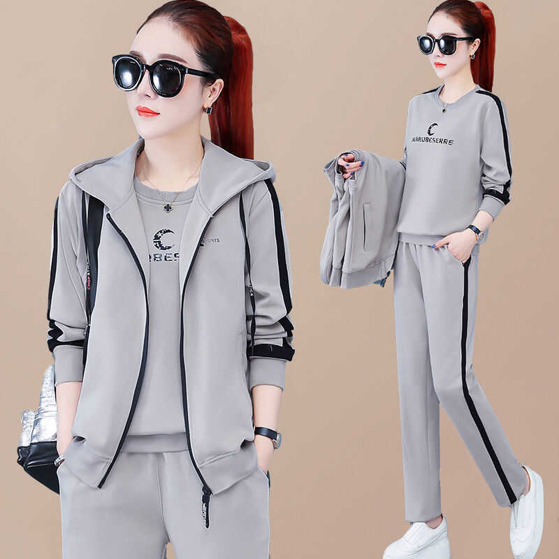 Sportswear Suit for Women 2026 Spring and Autum New Style Middle-Aged Mother Fashionable Casual Sweatshirt Three-Piece Set Sportswear Suit for Women 2026 Spring and Autum New Style Middle-Aged Mother Fashionable Casual Sweatshirt Three-Piece Set