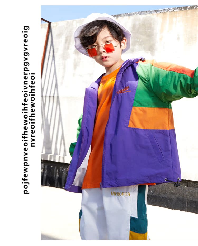 Trang phục khiêu vũ cho trẻ em Đường phố Hip Hop Trang phục khiêu vũ đường phố Loose Boy Màu sắc Quần áo khiêu vũ đường phố Trẻ em Trang phục biểu diễn quần áo trẻ em