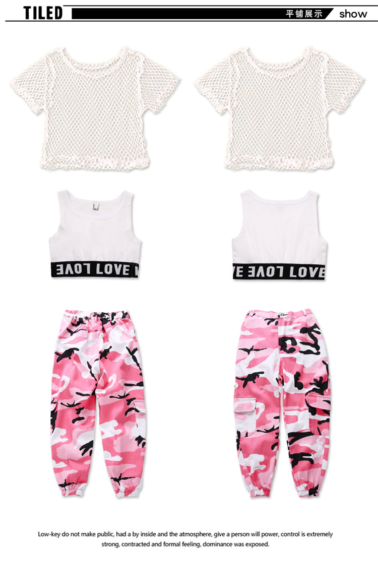 Quần áo trẻ em khiêu vũ trẻ em mới nhảy đường phố hip hop vest ngụy trang quần phù hợp với trang phục cô gái trang phục khiêu vũ jazz đồ trẻ em đẹp
