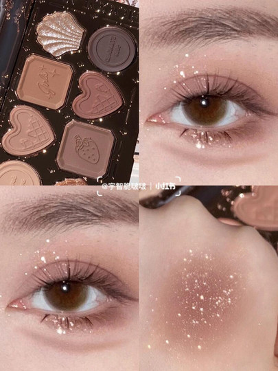Flower Knows Chocolate Shop Eyeshadow Palette, Eight Earth Tones for Everyday Light Makeup, Nutcracker Highlighter and Contouring All-In-One