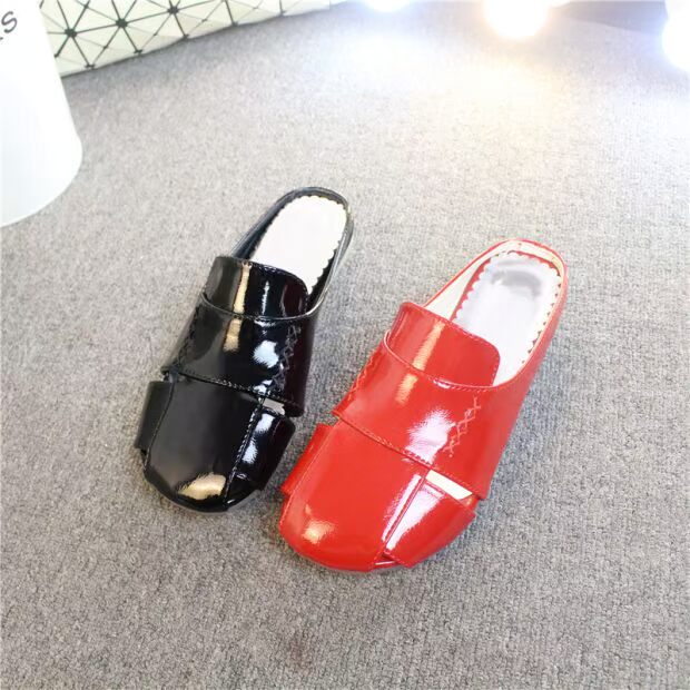 2019 phiên bản phẳng Hàn Quốc của bằng sáng chế da mẹ cỡ lớn - Dép shop bán dép