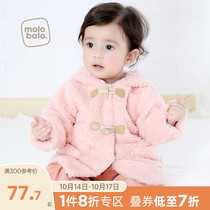 Infant hooded suit girl fashion spring and autumn cotton inner New Baby female baby jacket pants wear clothes