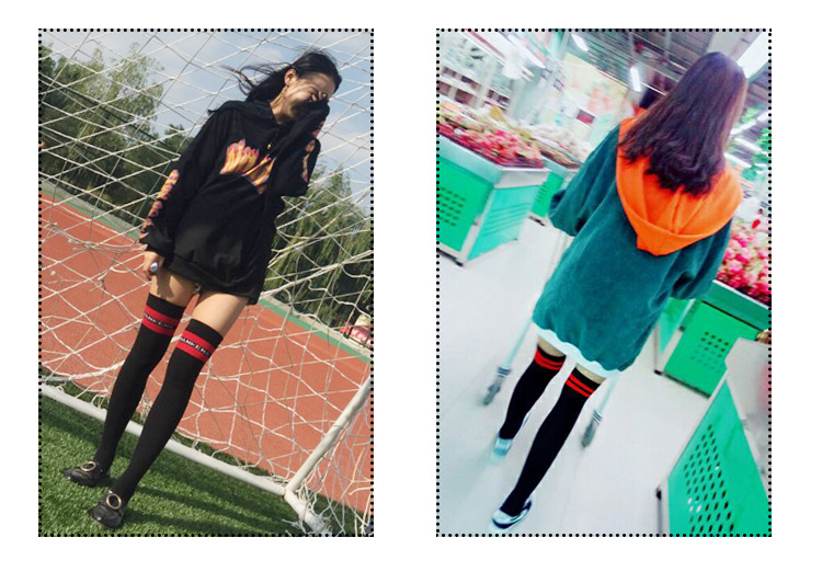 Vớ dài nữ trên tất đầu gối nữ Nhật Bản mùa thu và mùa đông thể thao đại học vớ gió Hàn Quốc cao ống dễ thương vớ cotton sinh viên tất lười nam