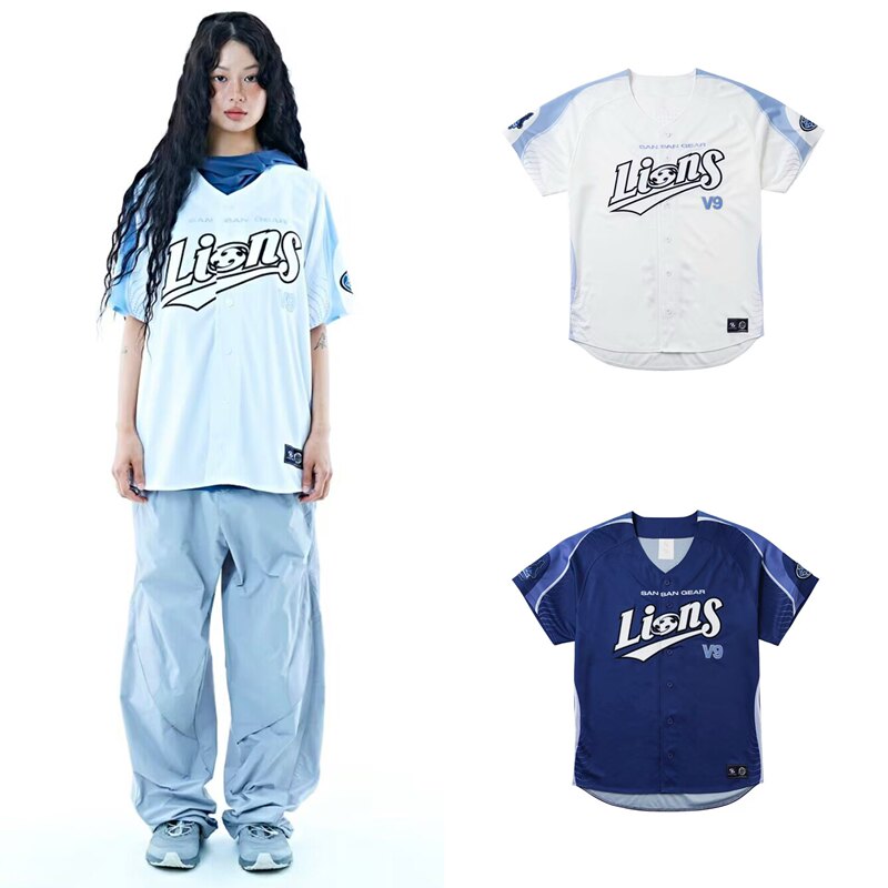 Sweet Potato Ouni LAOSHU Sansangear American Retro Loose-Fitting Sports Baseball Jacket Cardigan Breathable Short-Sleeved Unisex