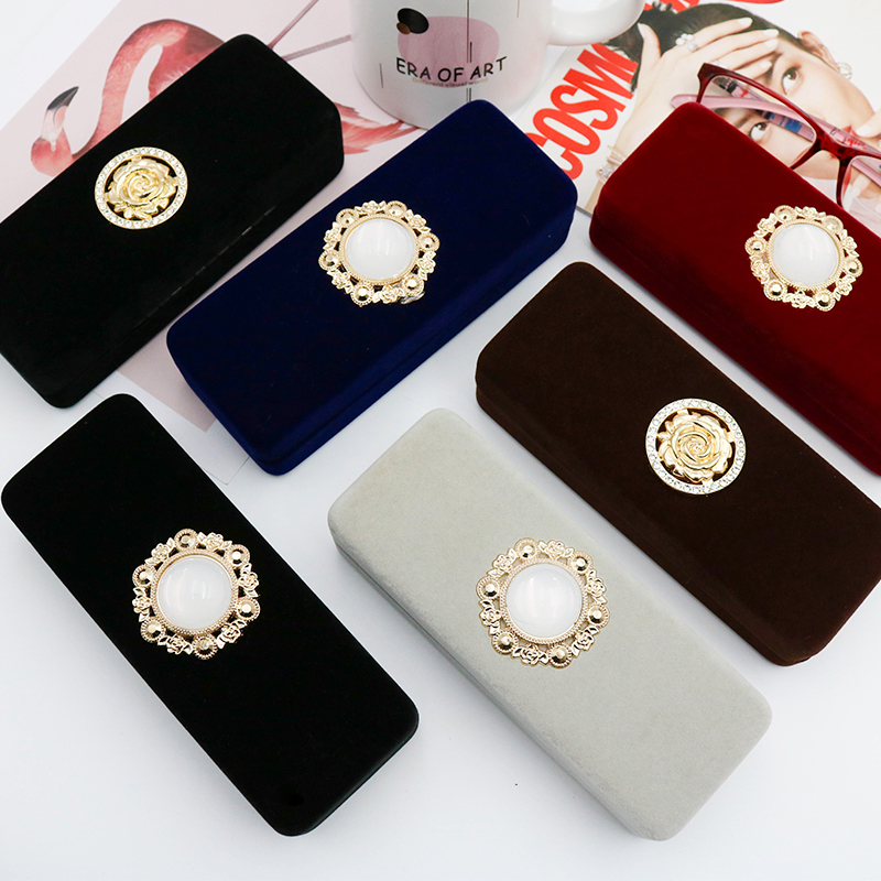 Delicate High-end Velvet Glasses Case Retro Six Color Protection Box Glasses Packaging Jewel Rose