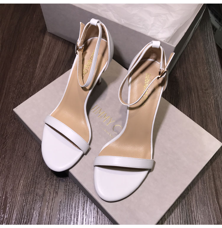 Giày cao gót nữ mùa hè siêu cao gót 2019chic stiletto đen bằng da gợi cảm khóa thắt lưng đẹp xăng đan nữ