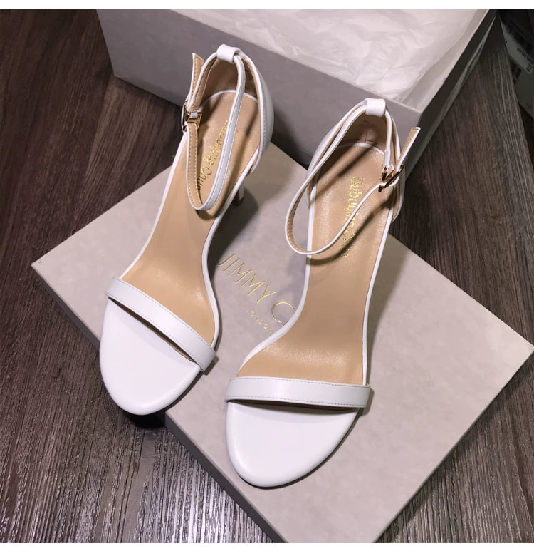 Giày cao gót nữ mùa hè siêu cao gót 2019chic stiletto đen bằng da gợi cảm khóa thắt lưng đẹp giày quai hậu nữ