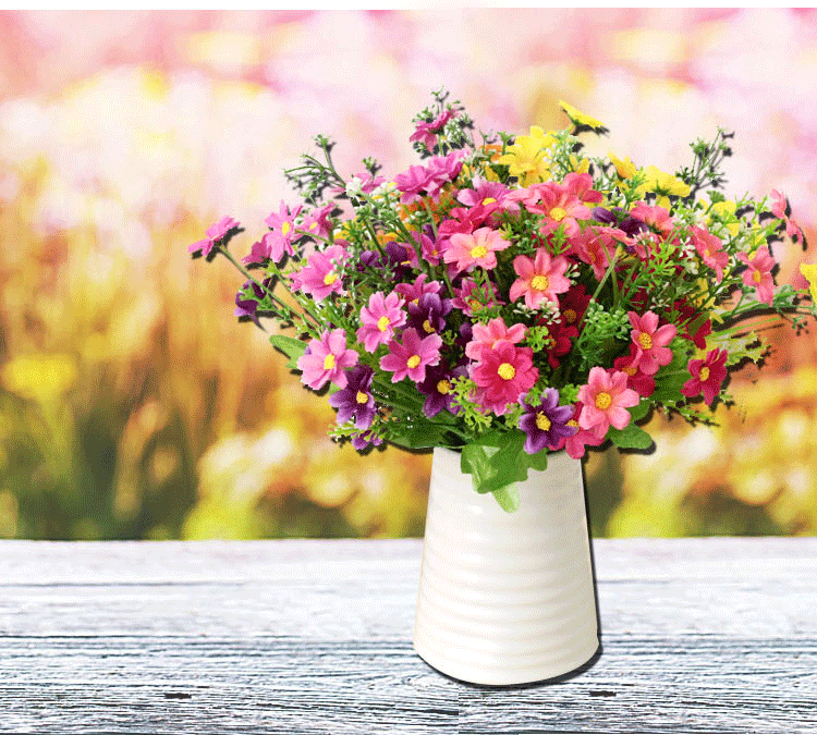 Daisy nhỏ Hoa nhân tạo Nhảy Hoa lan Daisy Phòng khách Hoa nhỏ Hoa đơn Hoa trang trí Hoa nhiều màu Hoa cúc dại - Hoa nhân tạo / Cây / Trái cây hoa anh đào giả