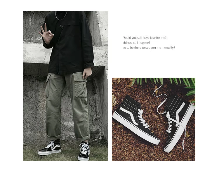 [Chạy bộ buổi sáng] Vans SK8-HI xu hướng cao cấp màu đen và trắng tất cả các đôi giày trượt ván nam và nữ VN000D5IB8C - Dép / giày thường