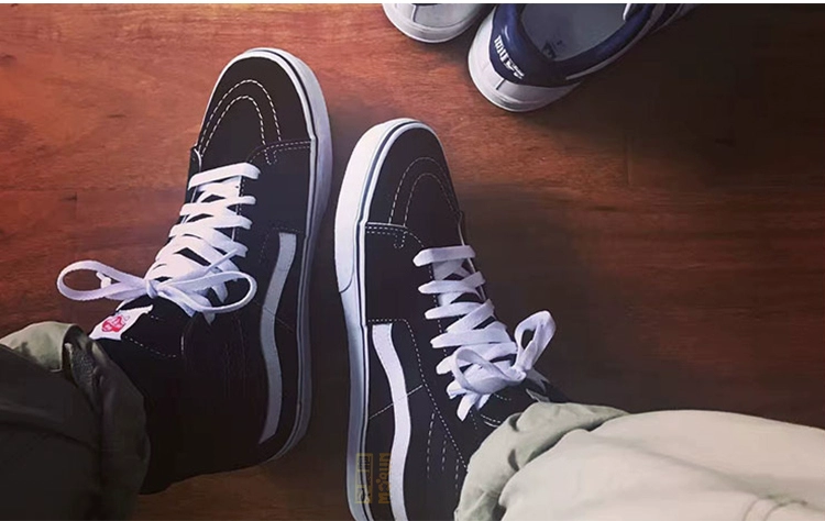 [Morning chạy] Vans SK8-HI màu đen và trắng-top cao vải thủy triều hoang dã giày trượt VN-0D5IB8C - Dép / giày thường