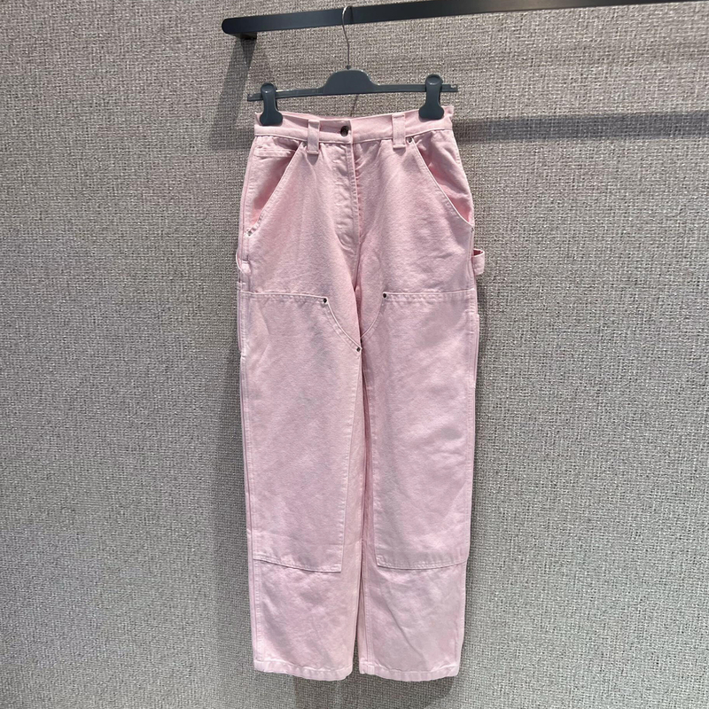 Shenzhen Nanyou High-End Women's Clothing 2026 Spring New French Design Pink Denim High-Waisted Wide-Leg Pants for Women