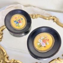 Deposit in stock full price 399 per piece bright yellow velvet glass flower painting wooden frame