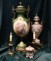 Backstage Inquiry Tuileries Brass Handle relief vase Queen Maria Signed Height 55 Width 20