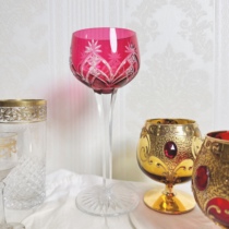 Spot rose pink bohemian hand-cut crystal cup high heel cup