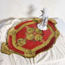 Deposit in stock full price 690 Florentine vintage mahogany gilt tray