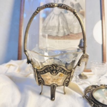 In stock slightly flawed beautiful 800 old silver crystal basket set of two