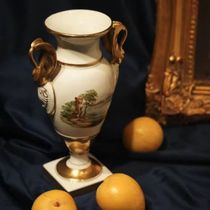 Landscape hand-painted double-eared gilt vase