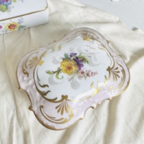Deposit in stock full price 899 Limoges frosted powder small butt shape hand-painted square and round porcelain box