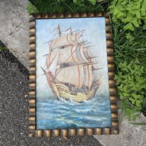 Deposit: 1399 in full. Wooden frame copper plate sailboat painting 32 x 46