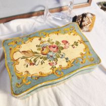 Spot Florence turquoise blue hand-painted storage old wooden box