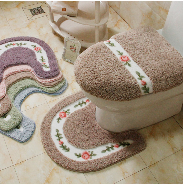 Mục Vụ chữ U nhà vệ sinh nắp toilet mat vệ sinh thảm thấm thảm chùi chân thảm phòng tắm không thấm nước không trượt mat - Thảm sàn thảm xốp lót sàn 60x60 giá rẻ