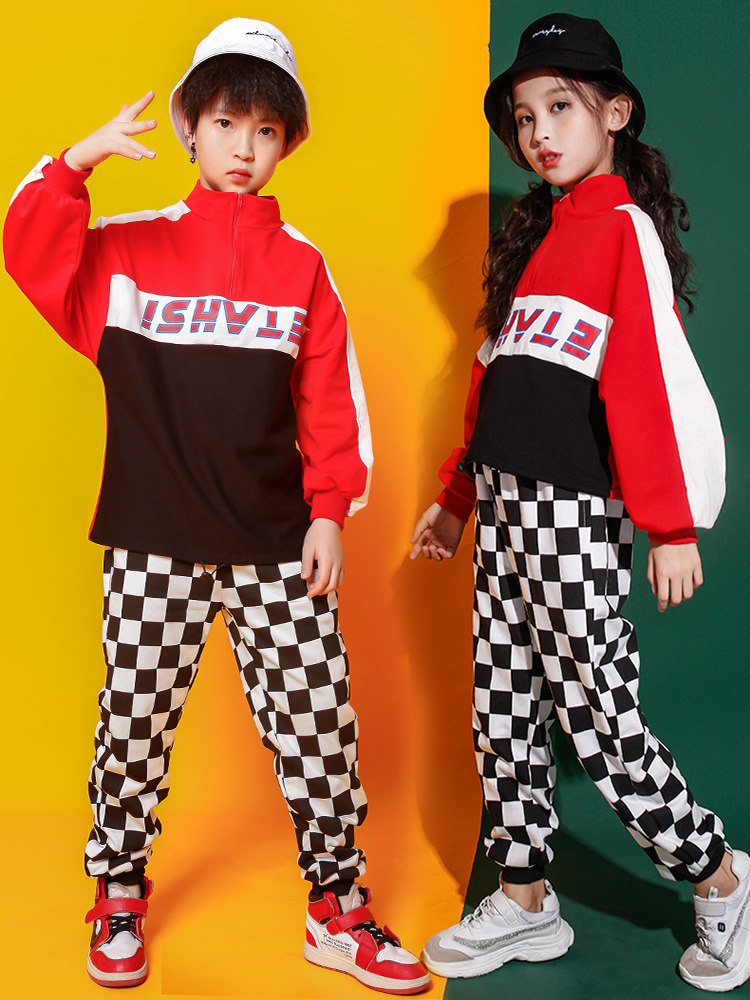 Toddler Street Dance Costume Hip Hop Wind Child Boomer Hiphop Play Out for Men and Women Relaxed Handsome Street Dance Suit