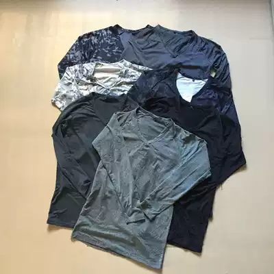 Quick-drying sports long sleeve tights men's autumn and winter warm football basketball fitness running vneck shoulder shoulder long sleeve t-