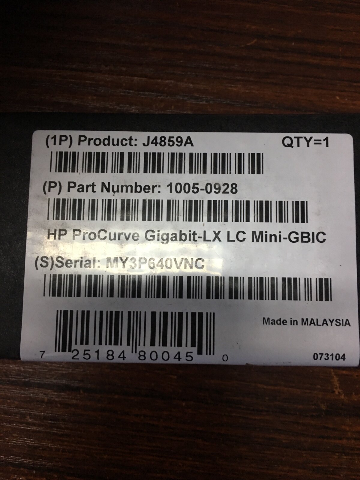 HP J4859A GIGABIT LX LC MINI GBIC 1GB one thousand trillion single mode module