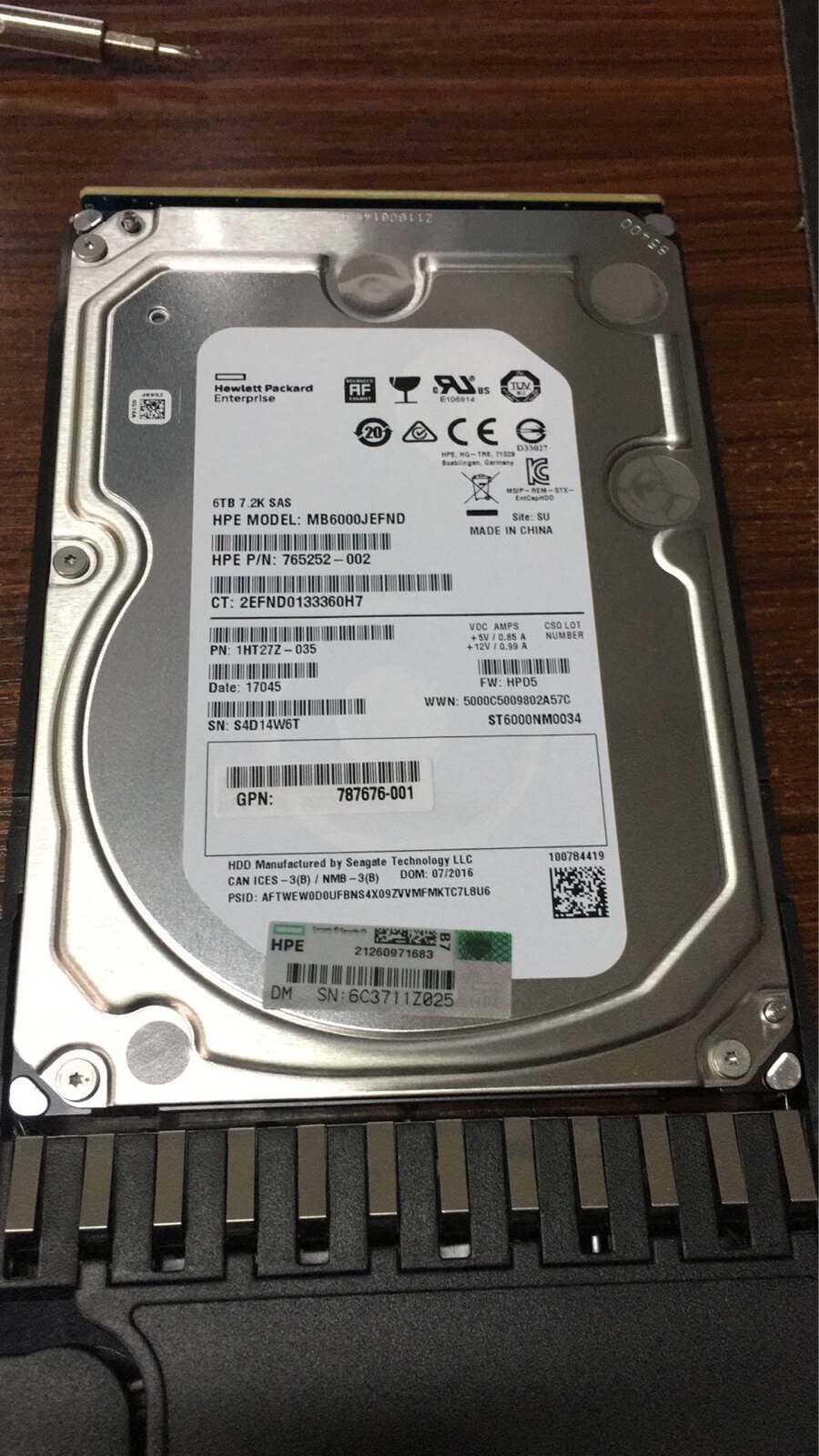 HP HP J9F46A MSA 6TB SAS FC 787643-001 Hard Drive