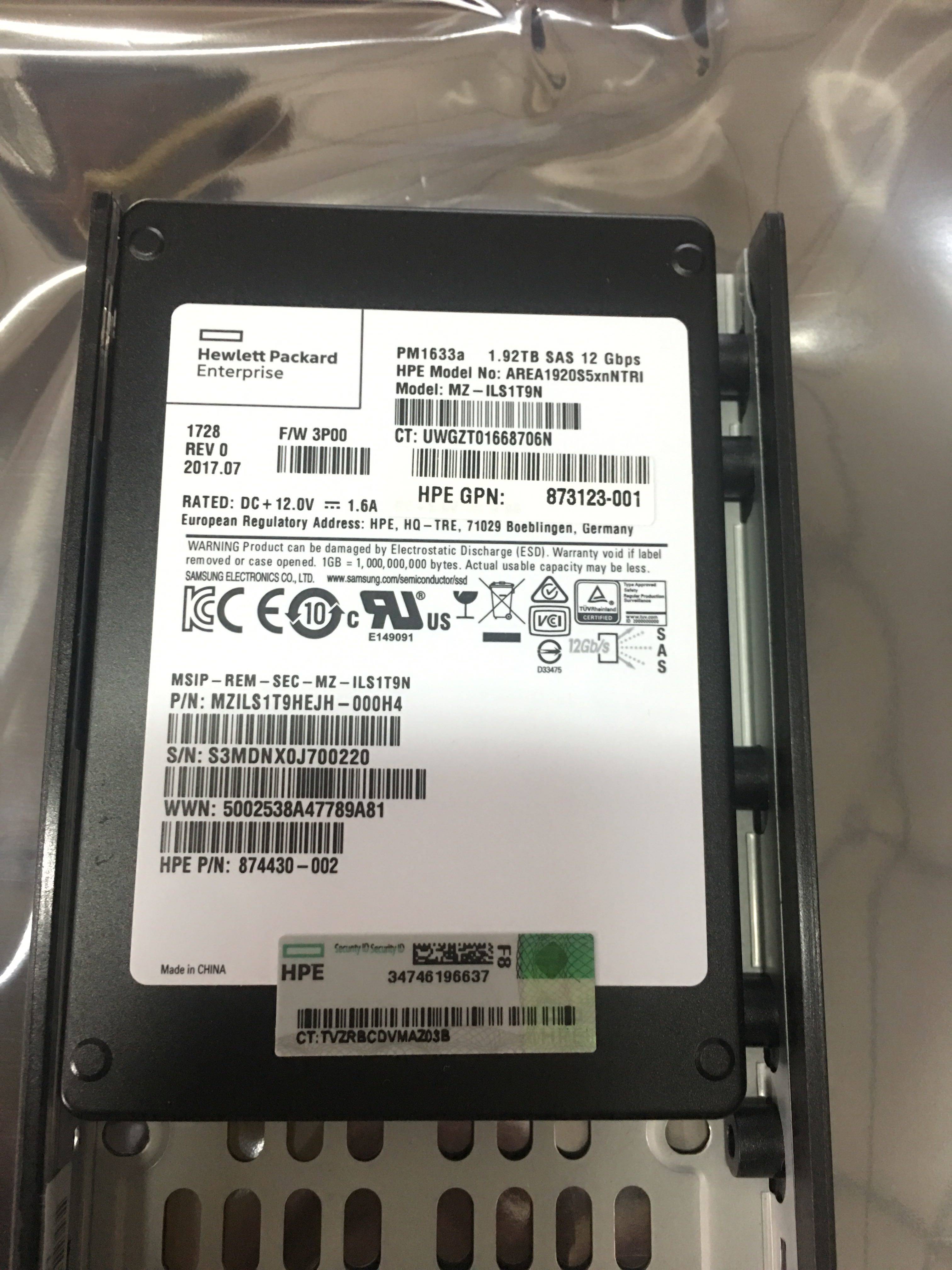 K2P89A K2P89B HP 838231-001 3Par 1 92TB 8000 SSD