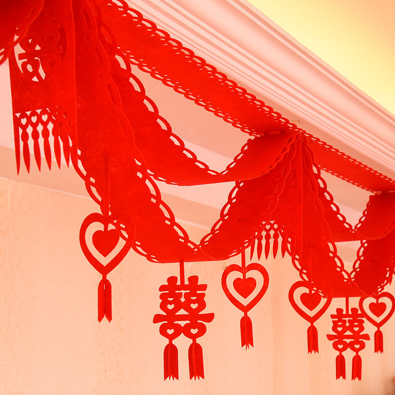 Wedding Celebration Items Wedding Arrangement Wedding room decoration Living room Ideas unwoven cloth New room Heineword wave Flag Laspend