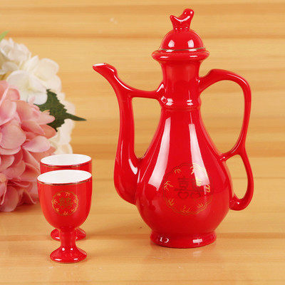 Wedding Wine Brewing Wedding Celebration Items Big Red Double Joy Celebrating Toast with Wine Glass of Wine Glass