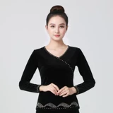 Бархатный демисезонный элитный костюм, лонгслив, увеличенная толщина, V-образный вырез