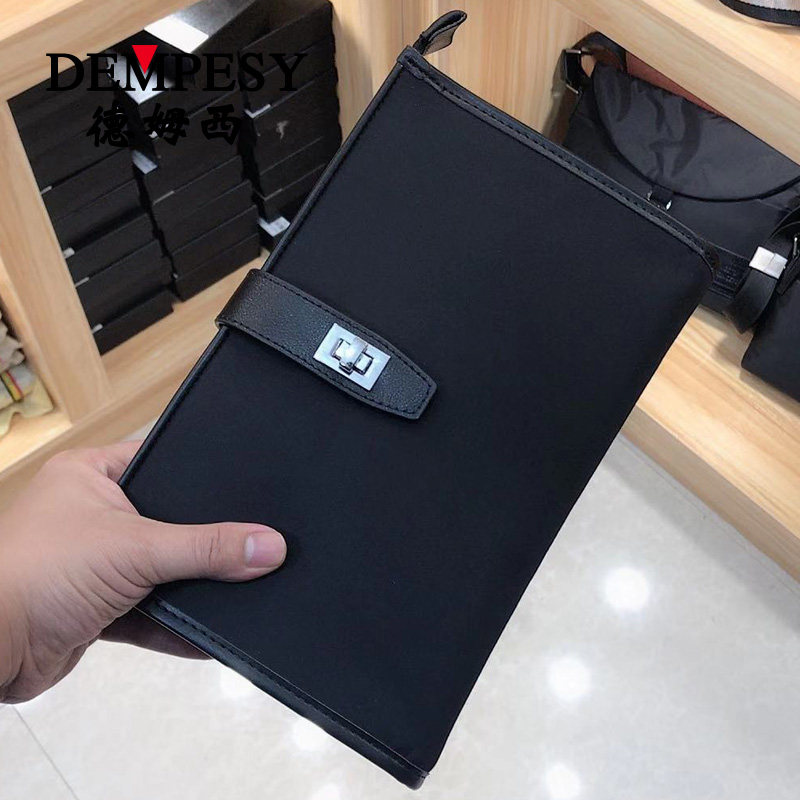 New handbag men's casual nylon canvas file envelope ipad large-capacity business meeting clip bag clutch bag tide