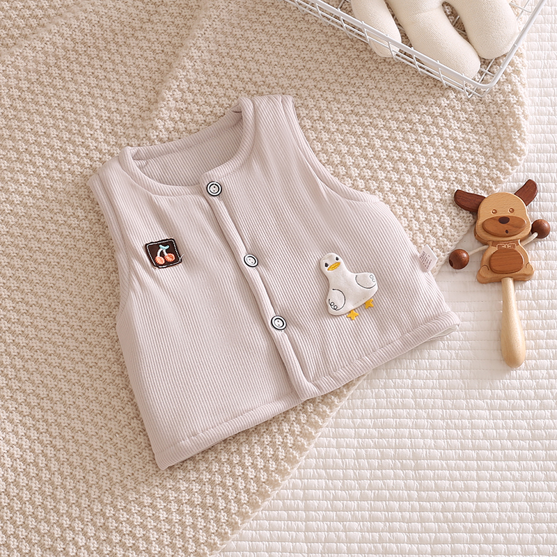 Male and female baby cotton waistcoat open outside wearing spring autumn and winter style Camshoulder baby with small vest plus cotton warm and thin clip