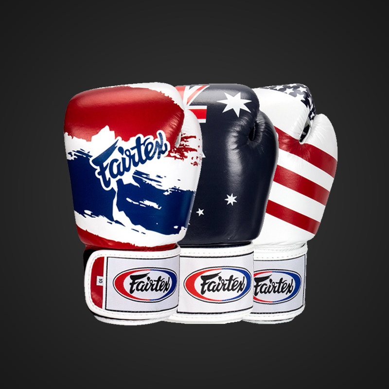 Thai Fairtex BGV1 boxed in original Thai boxing Thai Australian American flag pattern professional boxer set