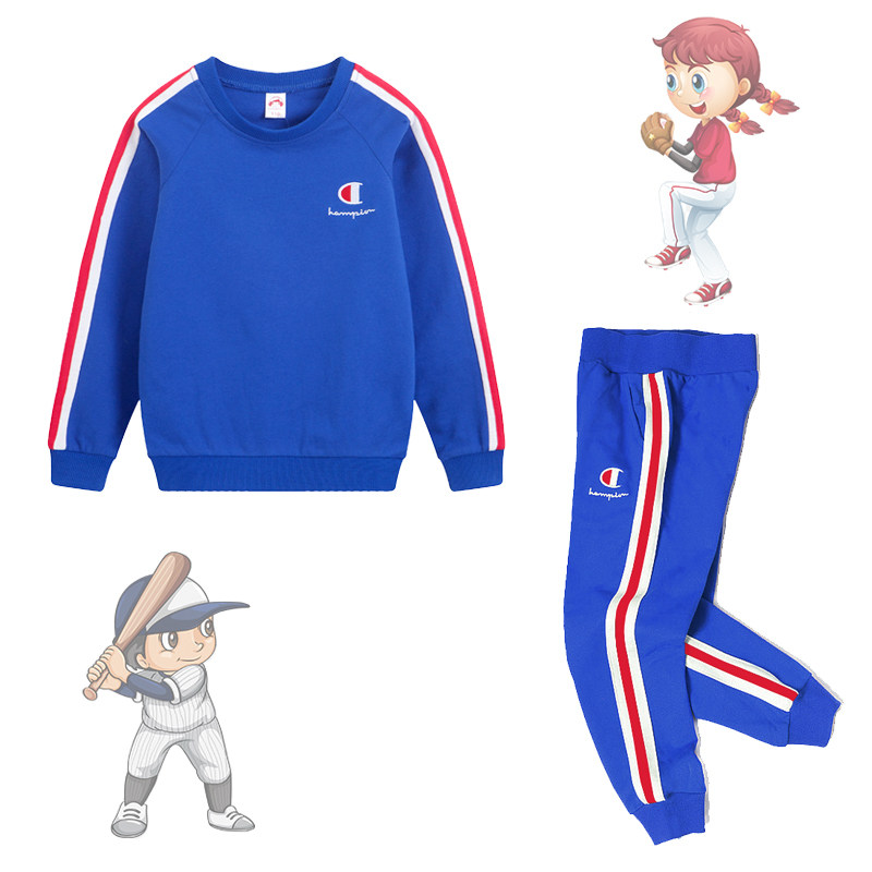 2021 spring and autumn boys cotton set girl small Terry thick T-shirt small baby children's clothing children's two-piece tide