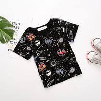 ins childrens clothing 2021 summer boys and girls fashion foreign baby short sleeve T-shirt starry sky temperature control color changing coat cotton